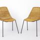 Set of 2 Gianfranco Legler Basket Chairs, 1950s Rattan Chairs, Mid Century.