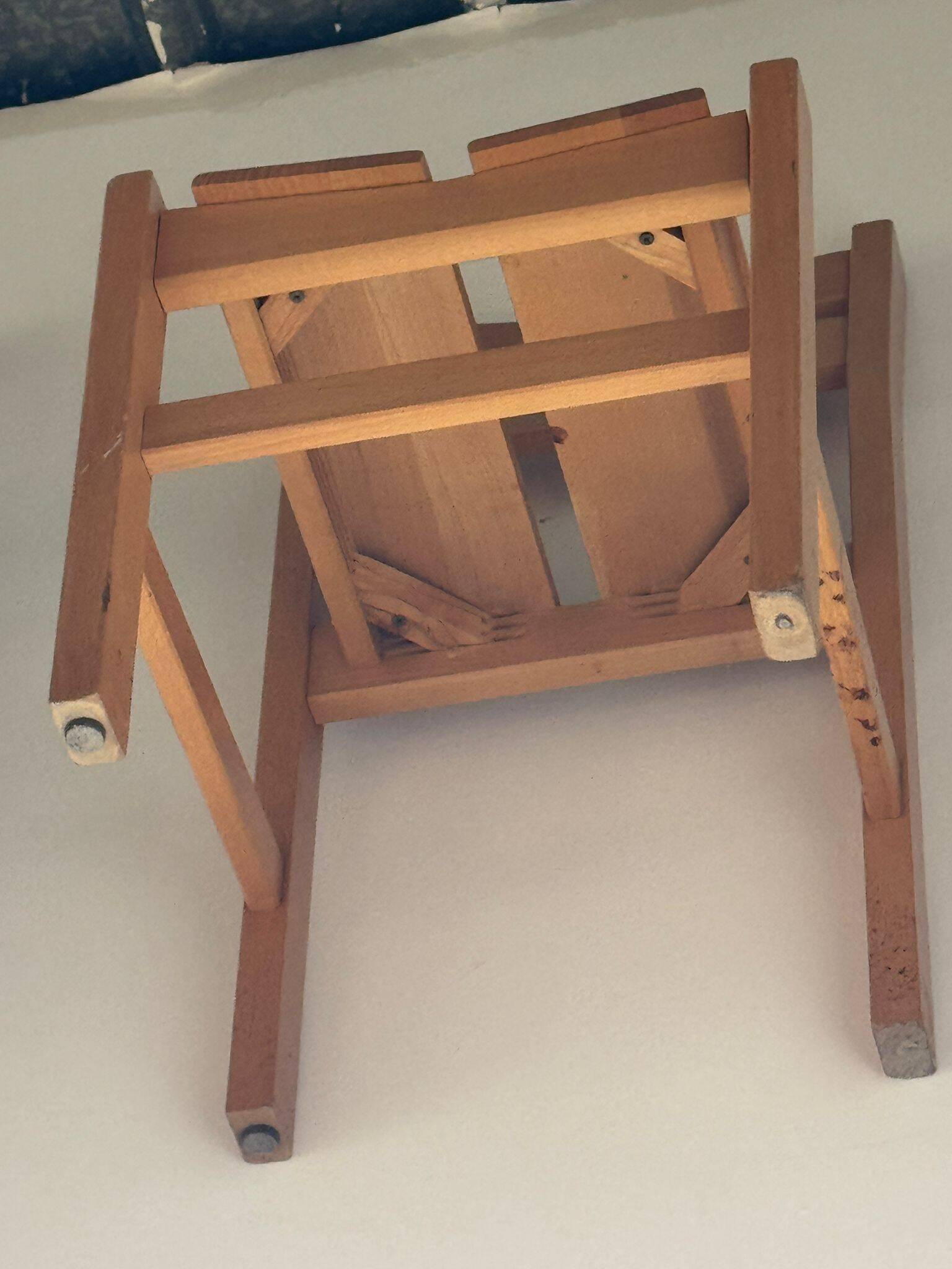 Vintage pine chair, old ski resort furniture