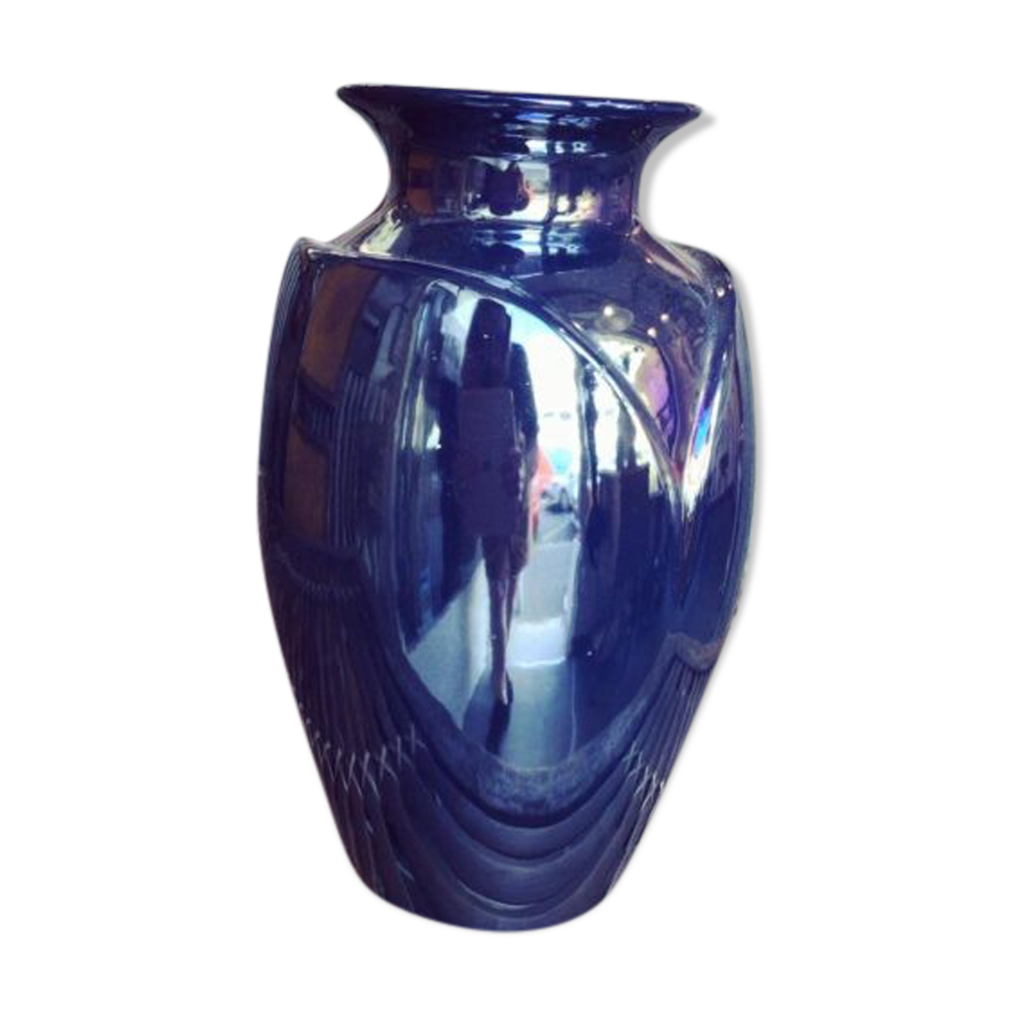 Iridescent blue vase