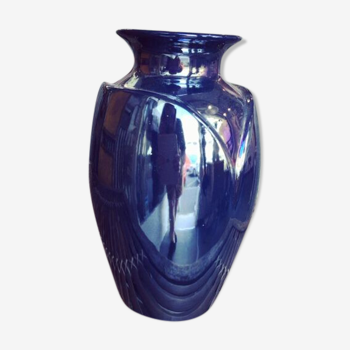 Vase bleu irisé