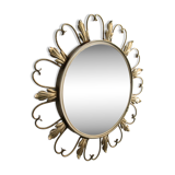 Miroir Soleil « Oeil de Sorcière » en laiton, Deknudt, 1950-60