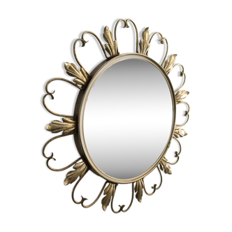 Miroir Soleil « Oeil de Sorcière » en laiton, Deknudt, 1950-60
