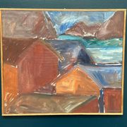 Swedish Oil on Canvas – “Bodar, Lofoten” by Vivianne Larsson – Vintage