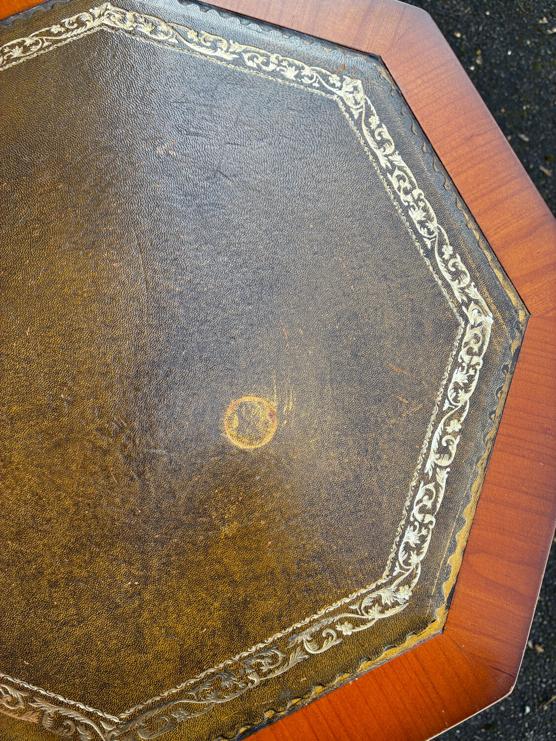 Vintage octagonal bar cabinet – leather top – Art Deco style – years