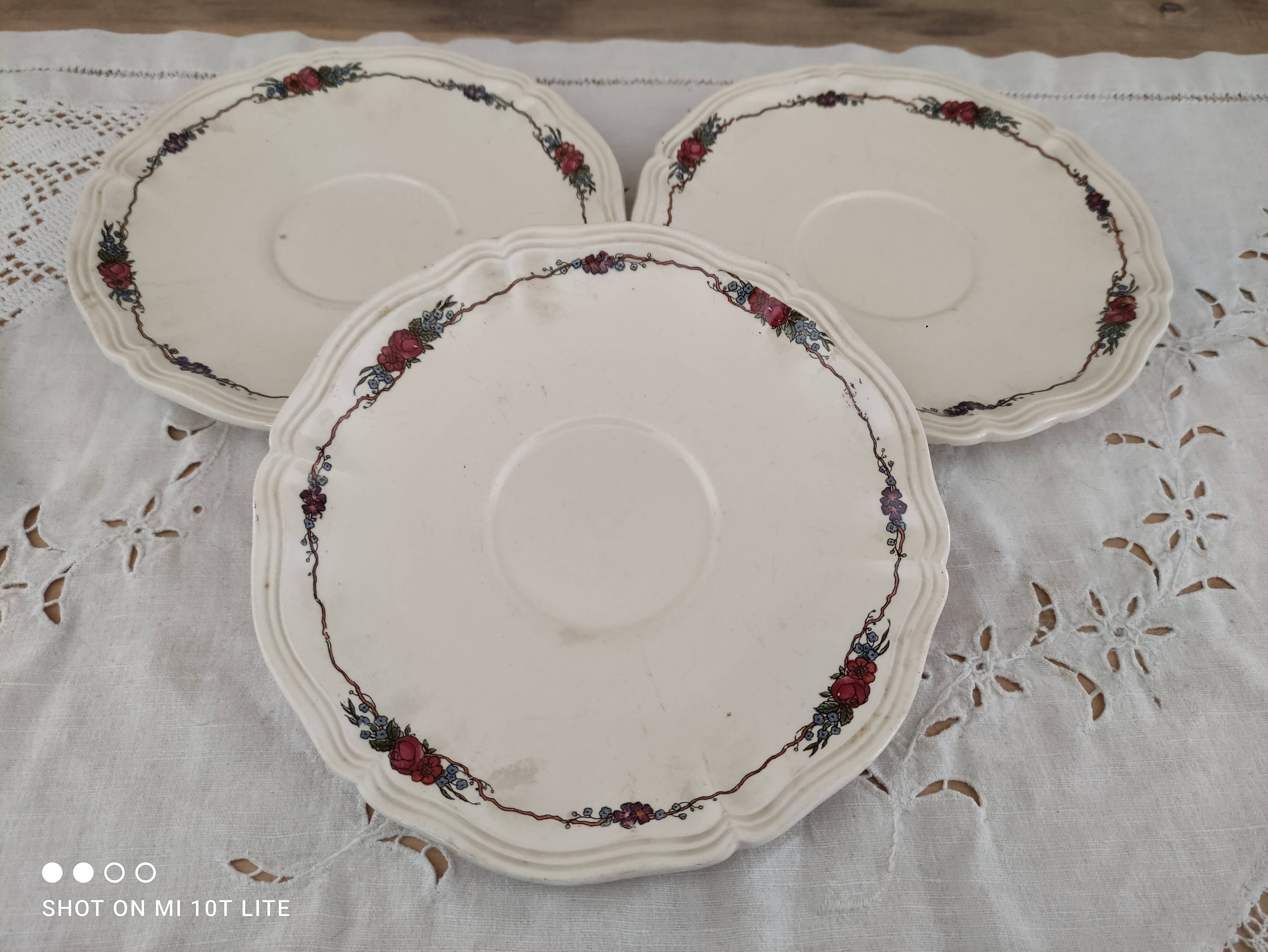 Set of 3 large Sarreguemines Obernai model saucers