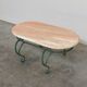 Table basse en marbre rose vintage et fer forgé vert, années 1970
