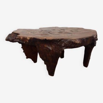 Brutalist coffee table in elm burl