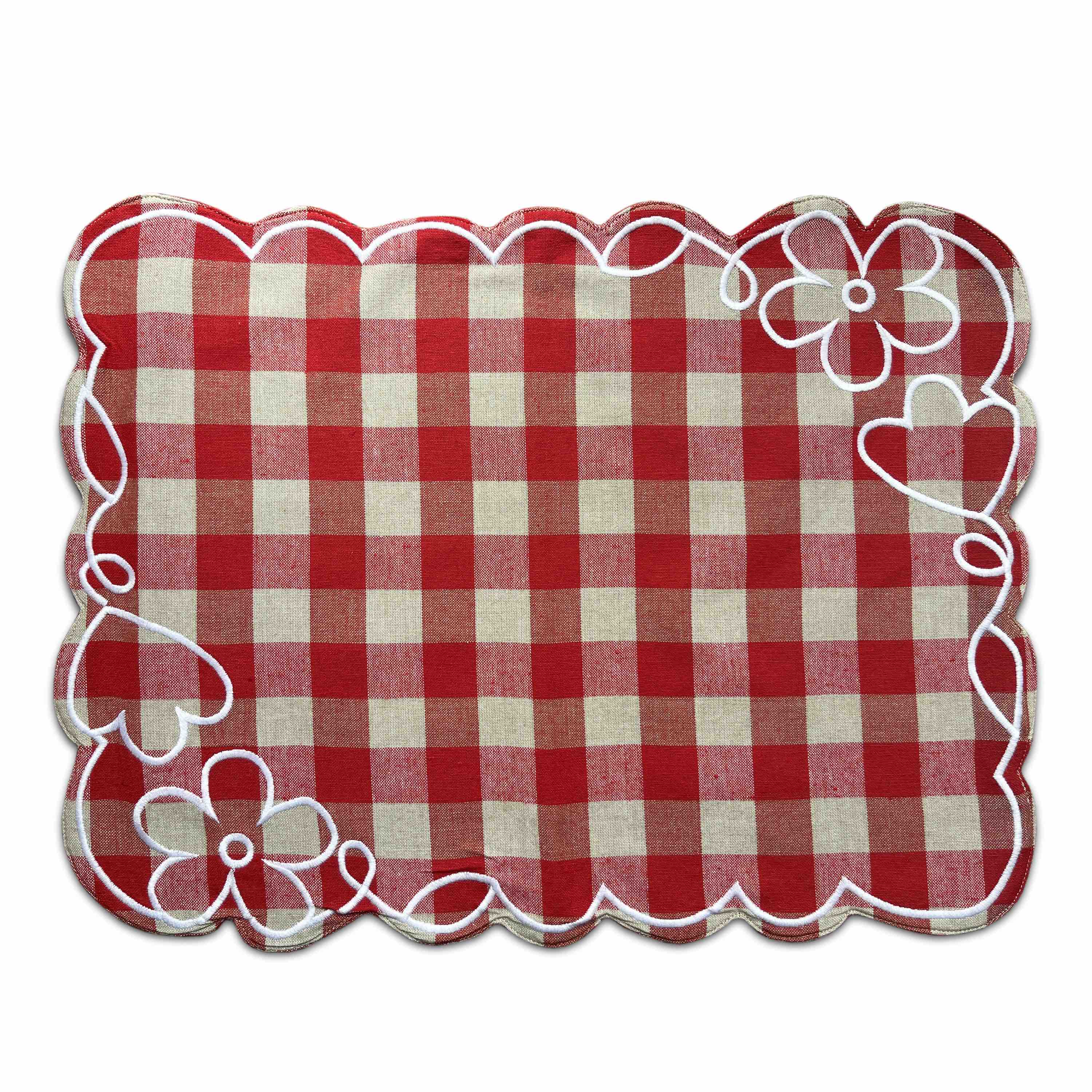Vichy fleur placemat rouge