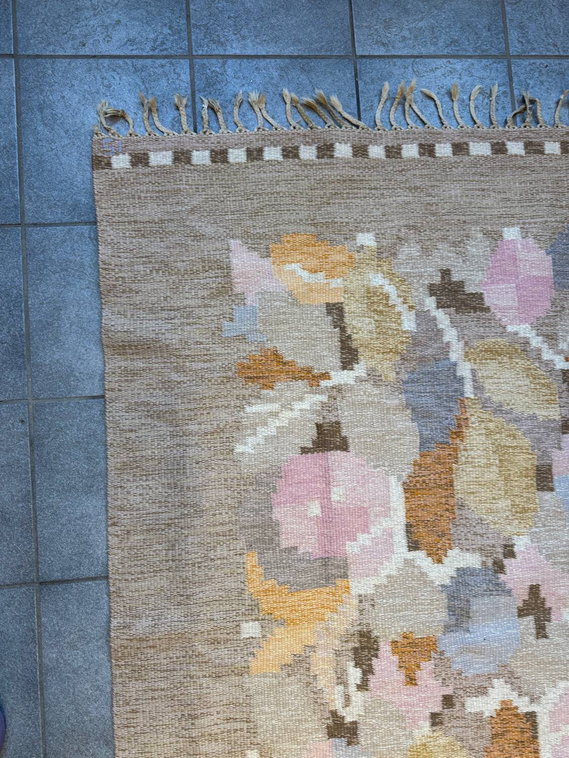 Vintage Swedish Rollakan Rug by Ingegerd Silow