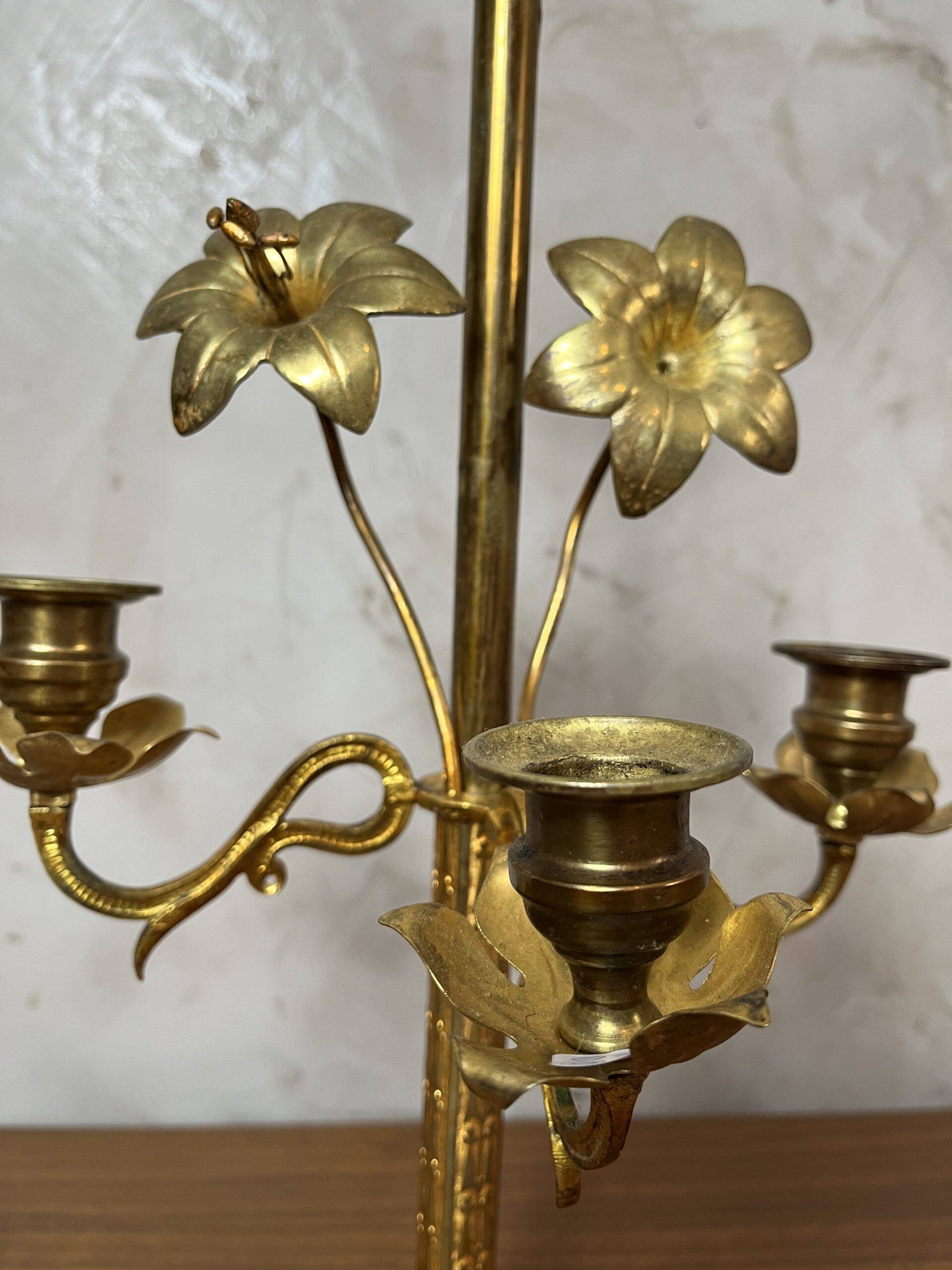 Brass flower candlestick