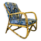 Fauteuil vintage en rotin et tissu à fleurs