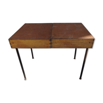 Suitcase folding table with wooden picnic