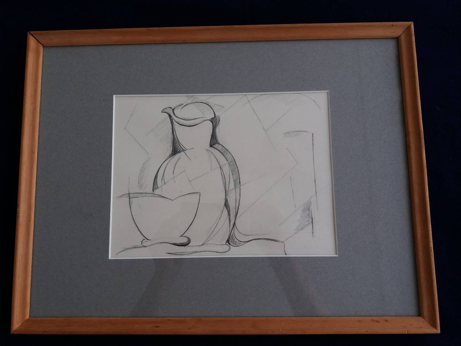 Cubist still life drawing