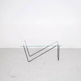 Table basse verre et acier années 50' forme libre