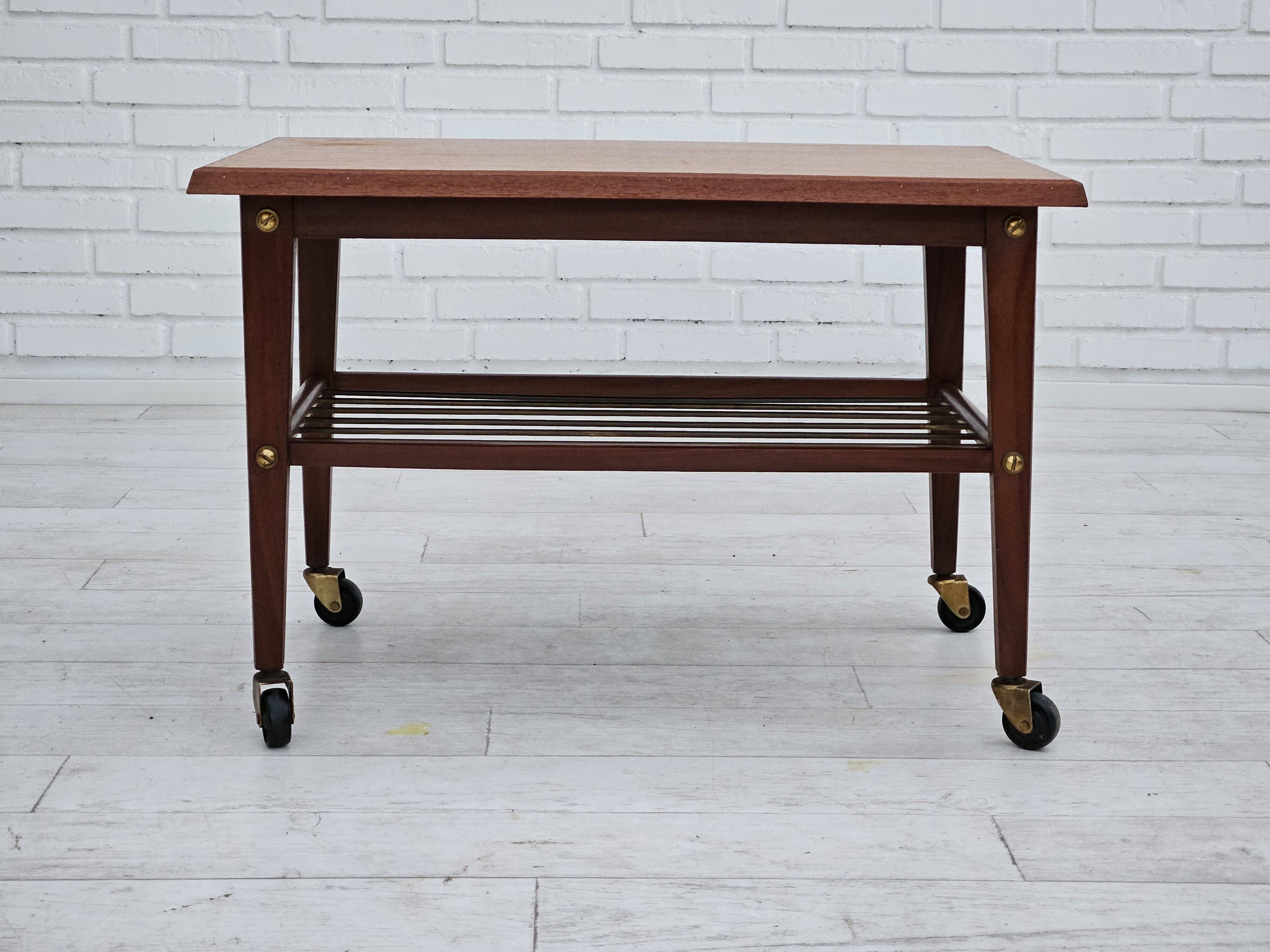 1970s, Danish coffee table, wheels, teak wood.