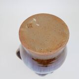 Beautiful blue-brown ceramic pitcher signed under the base