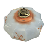 Suspension blown glass opaline glass of 1920s orange milk