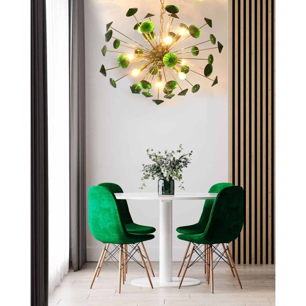 Suspension ovale en verre de murano vert « coni » spoutnik