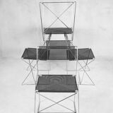 Minimalist Metal X-Line Chairs by Niels Jørgen Haugesen for Hybodan, 1970s, Set of 4