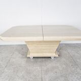 Vintage travertine hidden bar coffee table, 1970s