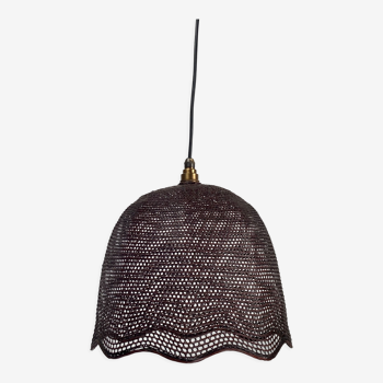 Beehive webbing rattan wicker pendant hanging lamp, 1930s