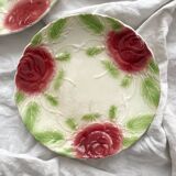 2 old slip plates decorated with roses