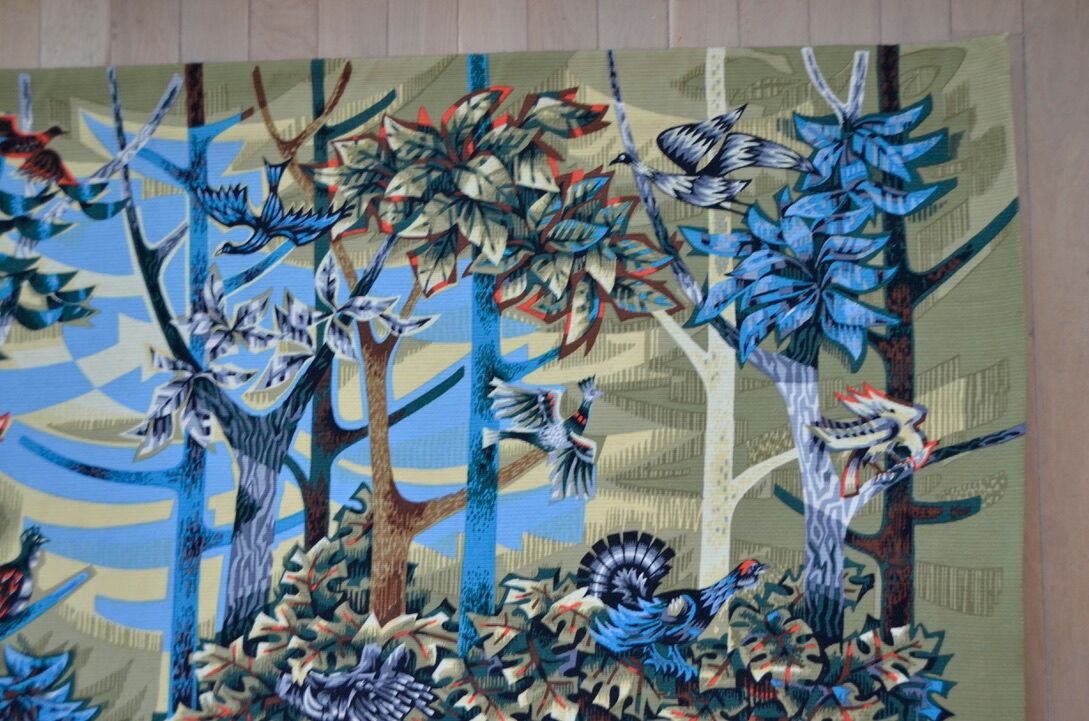 Silkscreened tapestry "The Forest" by Robert Debiève