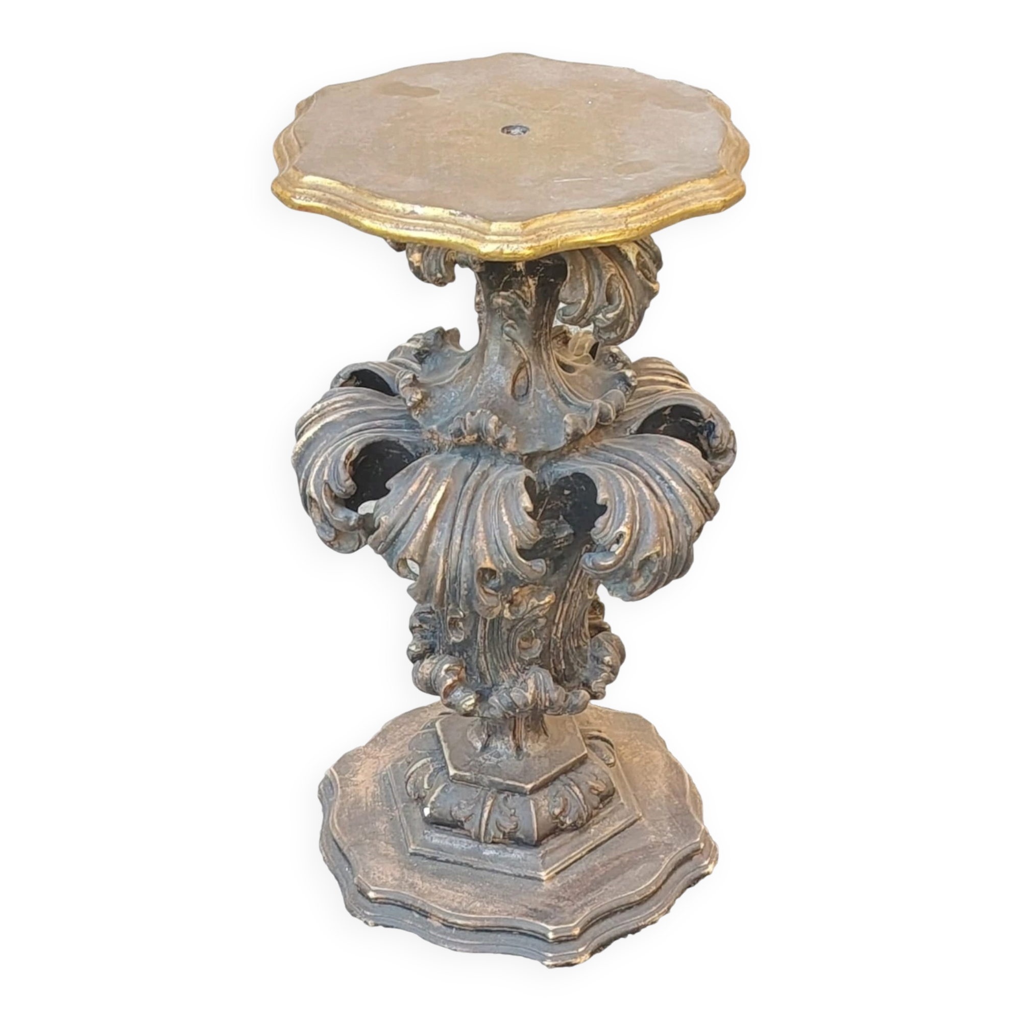 Baroque pedestal sculpted in silver and gold, Florence, 20th century