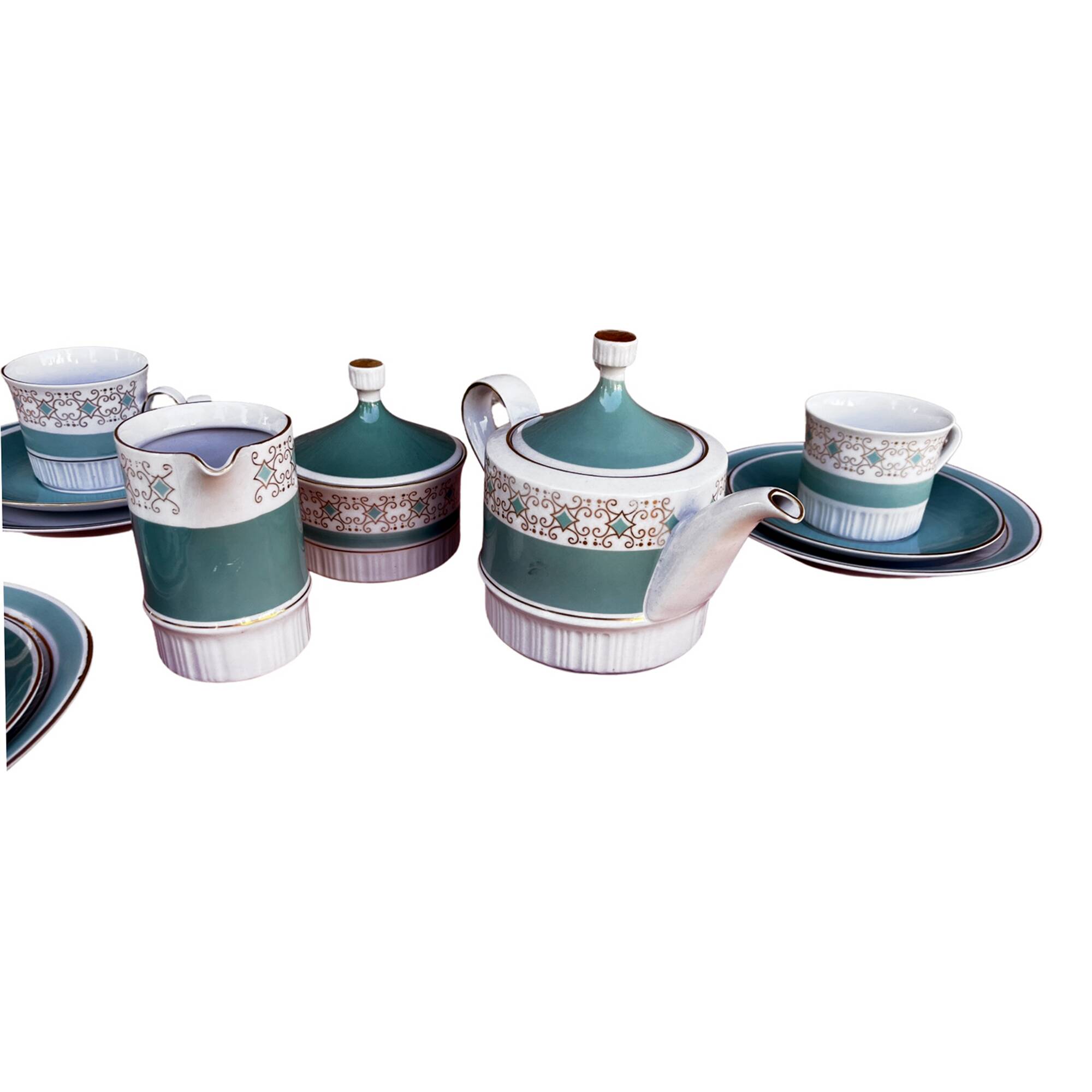 Turquoise porcelain service by Kahl, Germany, 1960s.