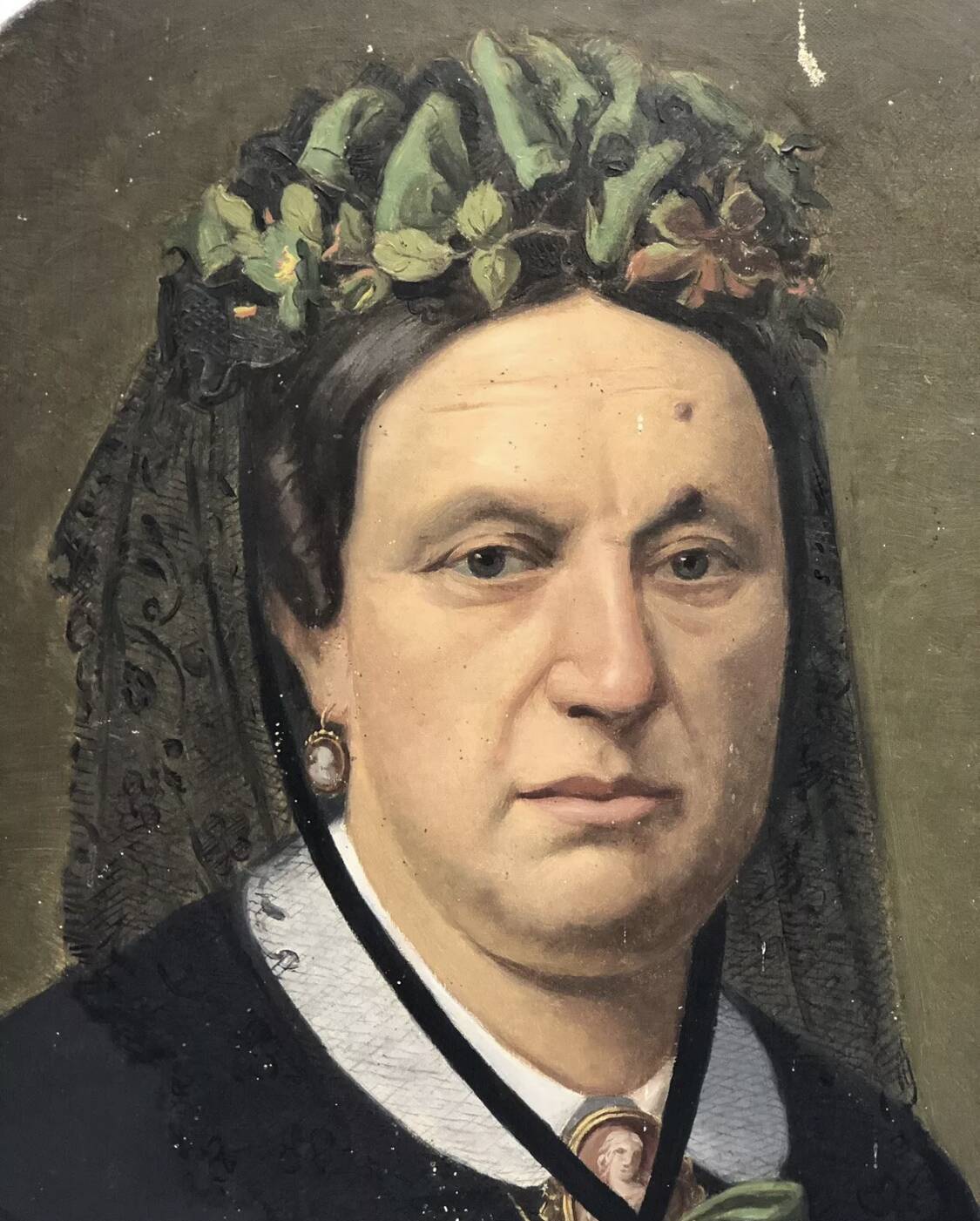 Oil painting on canvas XIX portrait Chevalier d'Eon