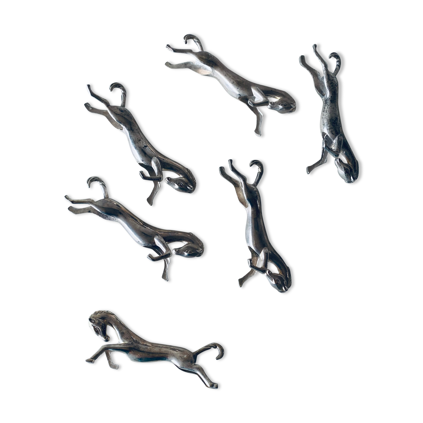 6 knife holders art deco horses