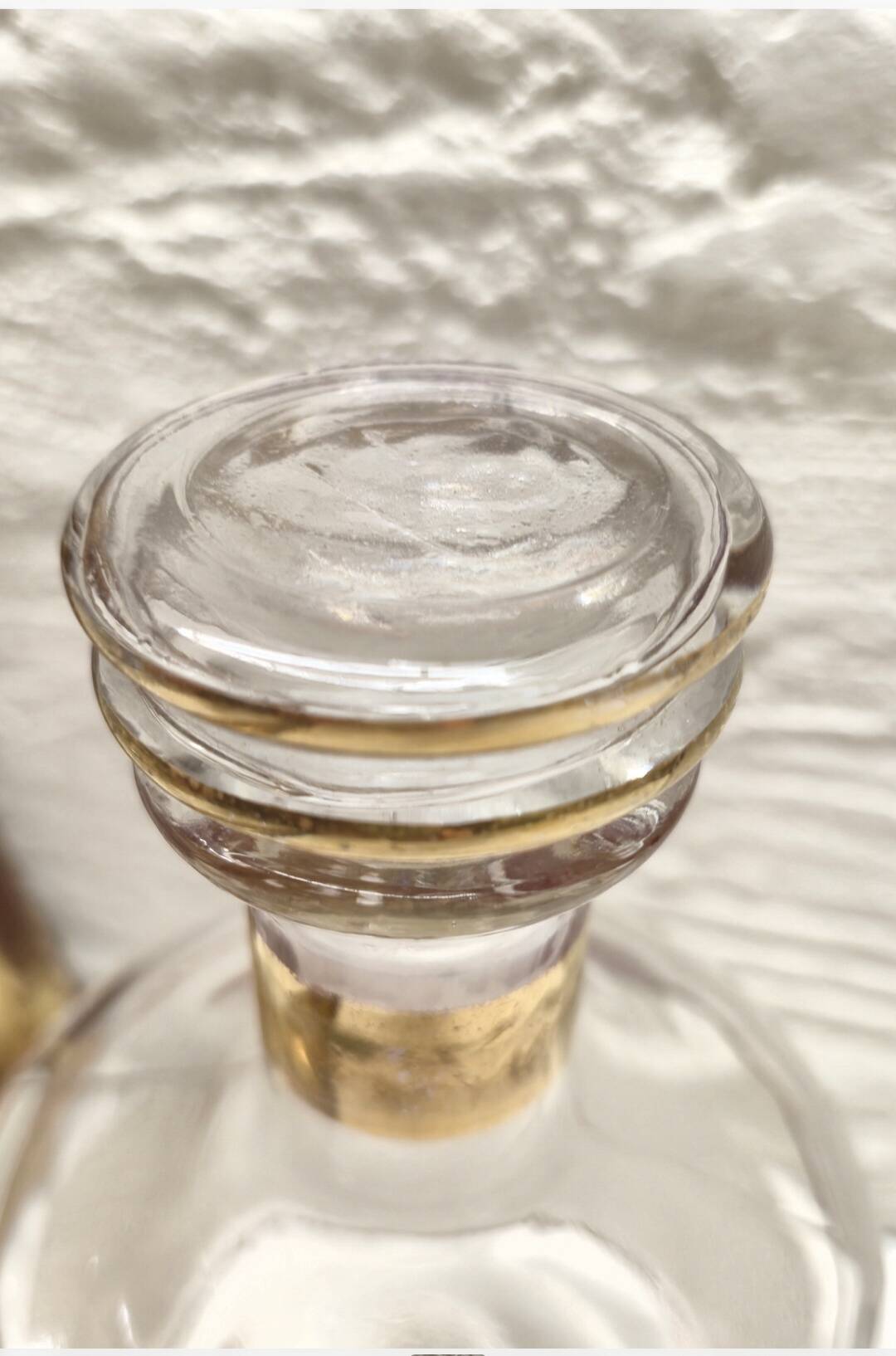 Frosted and gold glass carafe