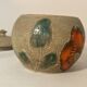 Bonbonnière en céramique beige et fleurs orange pot vintage 1970 sucrier