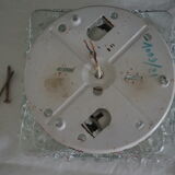 Transparent molded glass ceiling lamp – square shape – floral print.