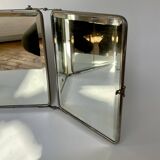 Barber's triptych mirror, beveled ice, vintage 1950