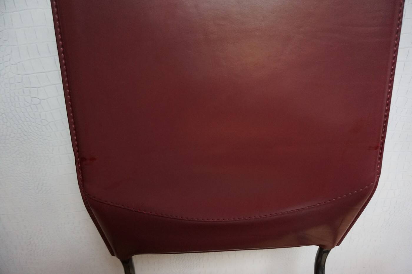 Ross Littell for Matteo Grassi Armchairs Bordeaux Leather & Steel, set of 2