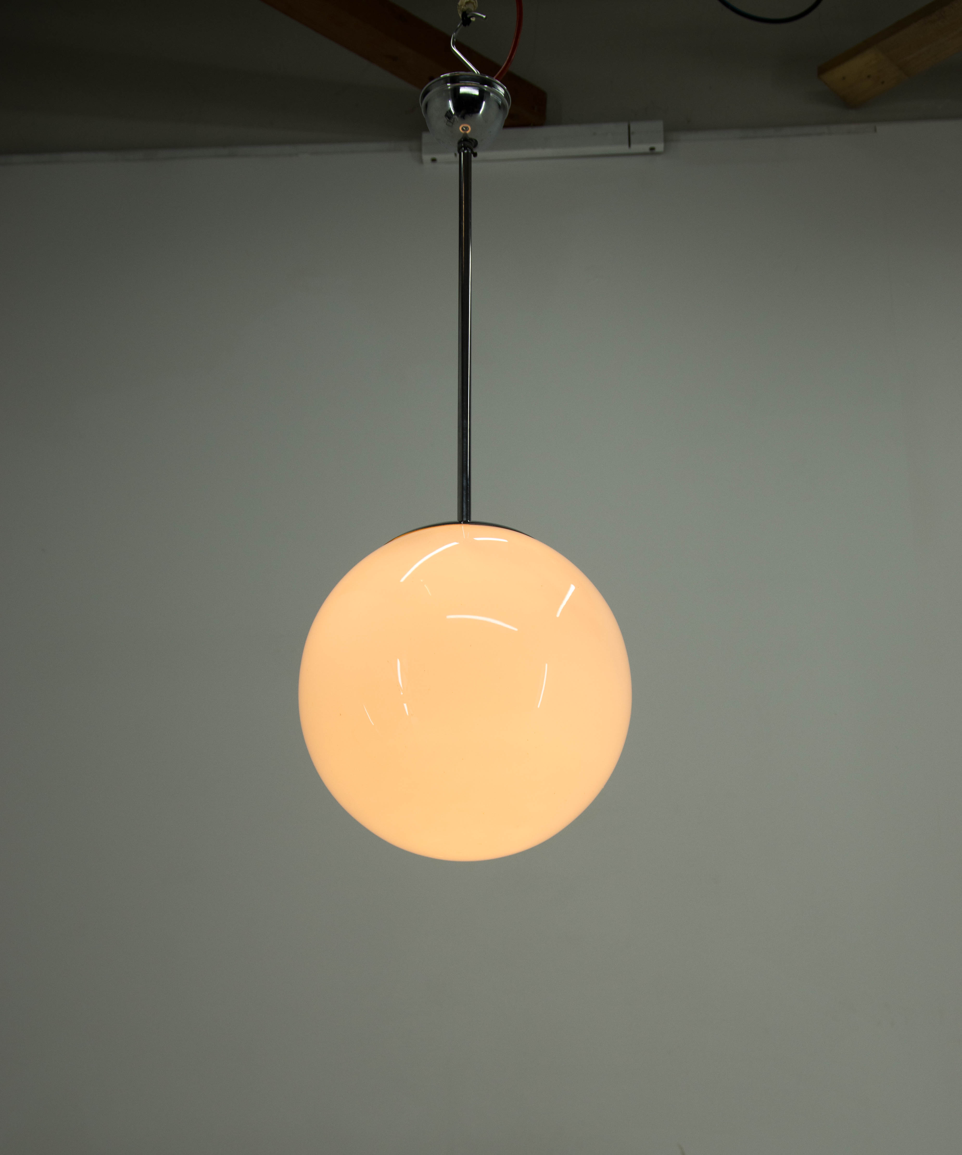 Chrome-plated minimalistic chandelier, 1930s