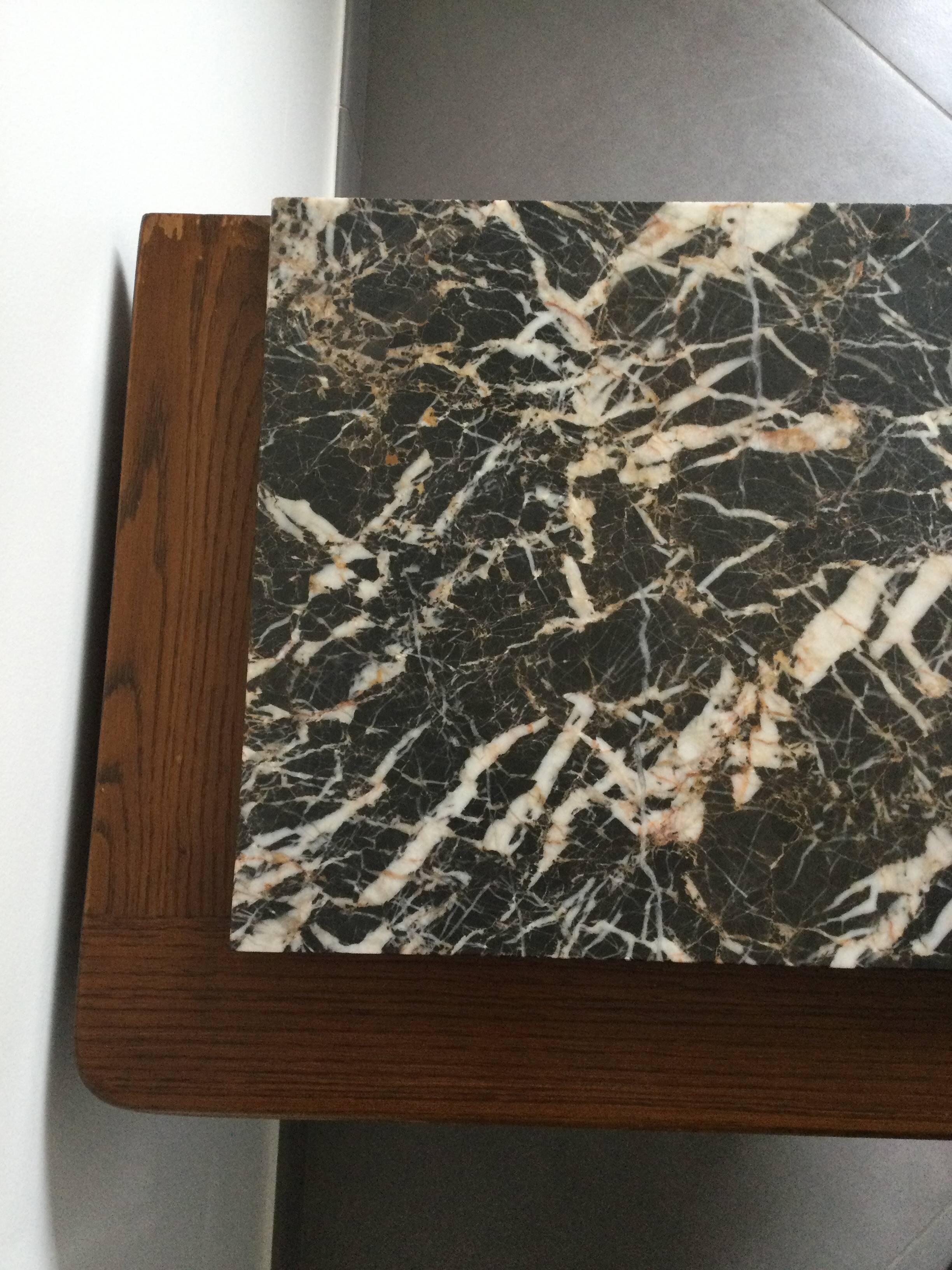 Oak and marble bedside table