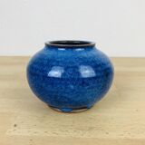 Blue ceramic ball vase