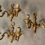 Set of 3 bronze wall lights