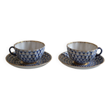 2 Russian Lemonosov porcelain tea cups