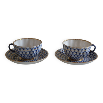 2 tasses à thé porcelaine Russe Lemonosov
