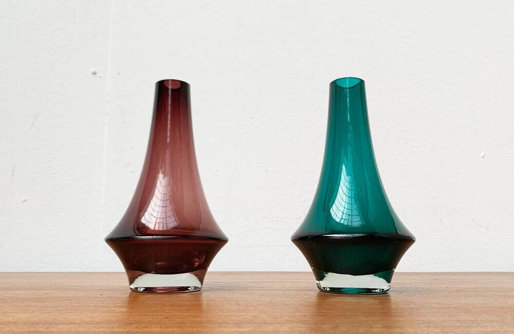 Vases en verre 1379 Mid-Century par Tamara Aladin pour Riihimäki, Finlande, années 1960, lot de 2