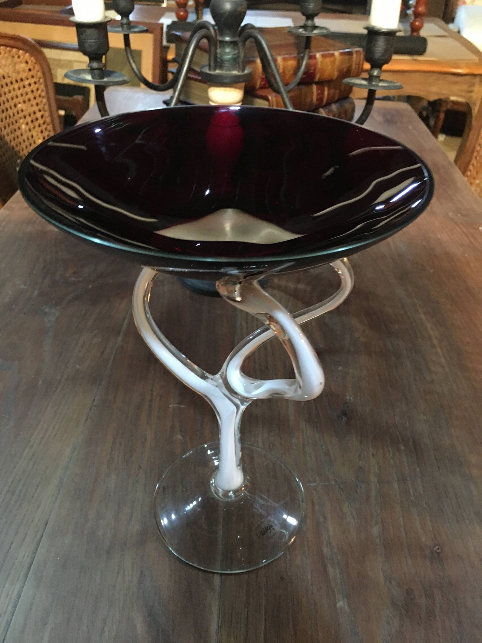 Coupe en verre étiré "Alicja" Pologne années 70