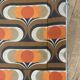 1970 orange pattern / chaise longue / vintage camp bed in metal and fabric