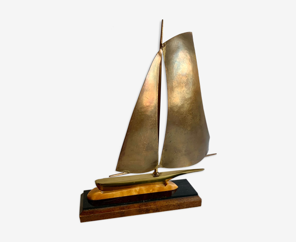 Voilier en laiton, années 1960