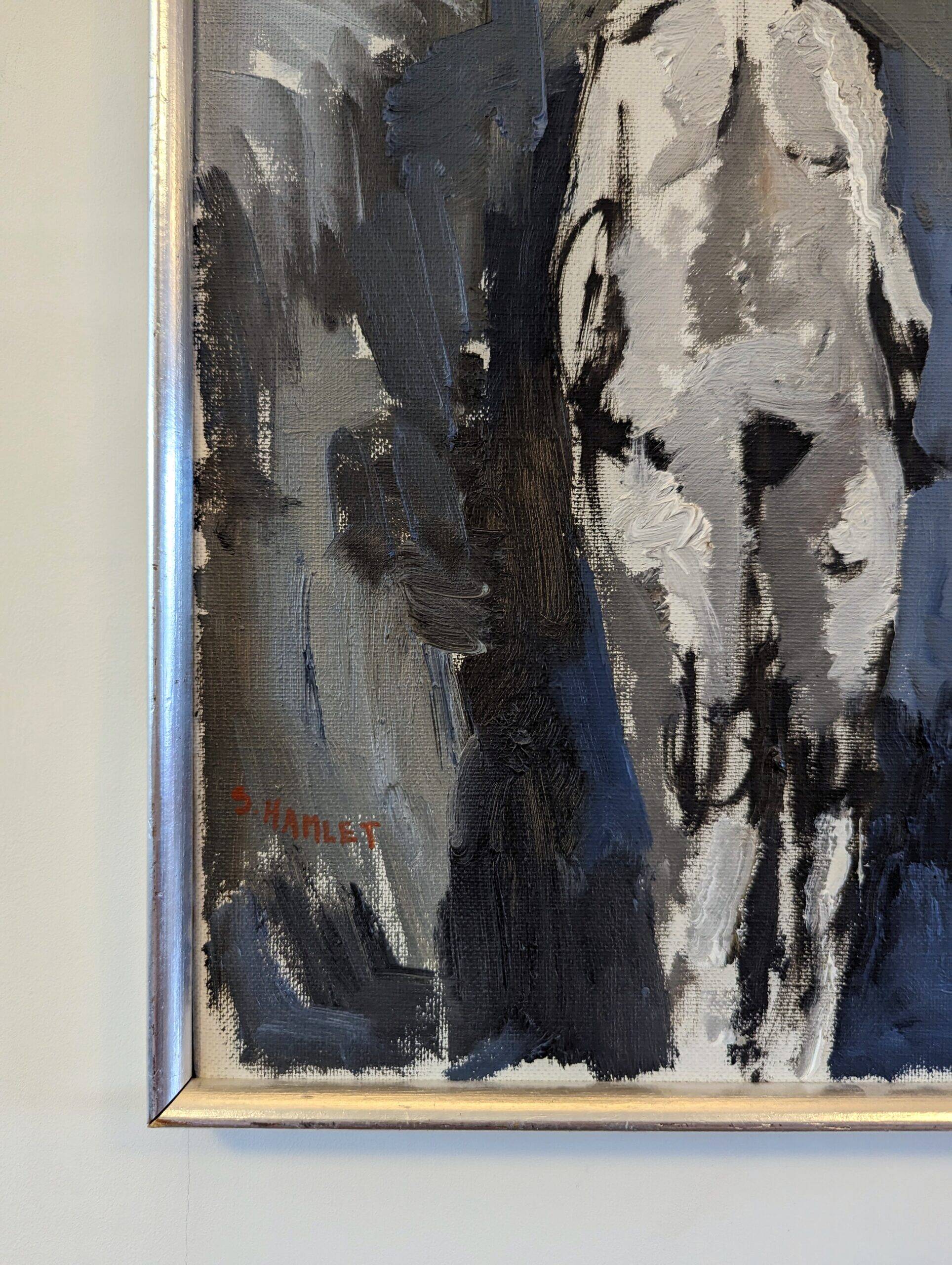 1973 Mid-Century Modern Swedish "In the Shadows" Nude Oil Painting, Framed