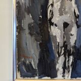1973 Peinture à l’huile nue suédoise moderne du milieu du siècle « Dans l’ombre », encadrée
