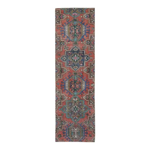Vintage Turkish Oushak Handmade Cotton Pink Wool Runner 74x260