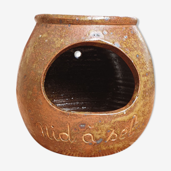 Glazed stoneware salt pot